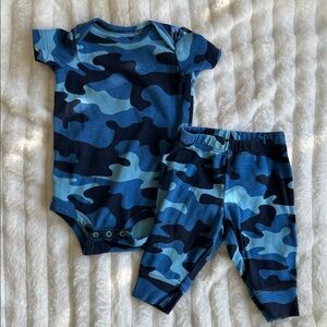 Primary Organic Cotton Blue Camouflage Onesie